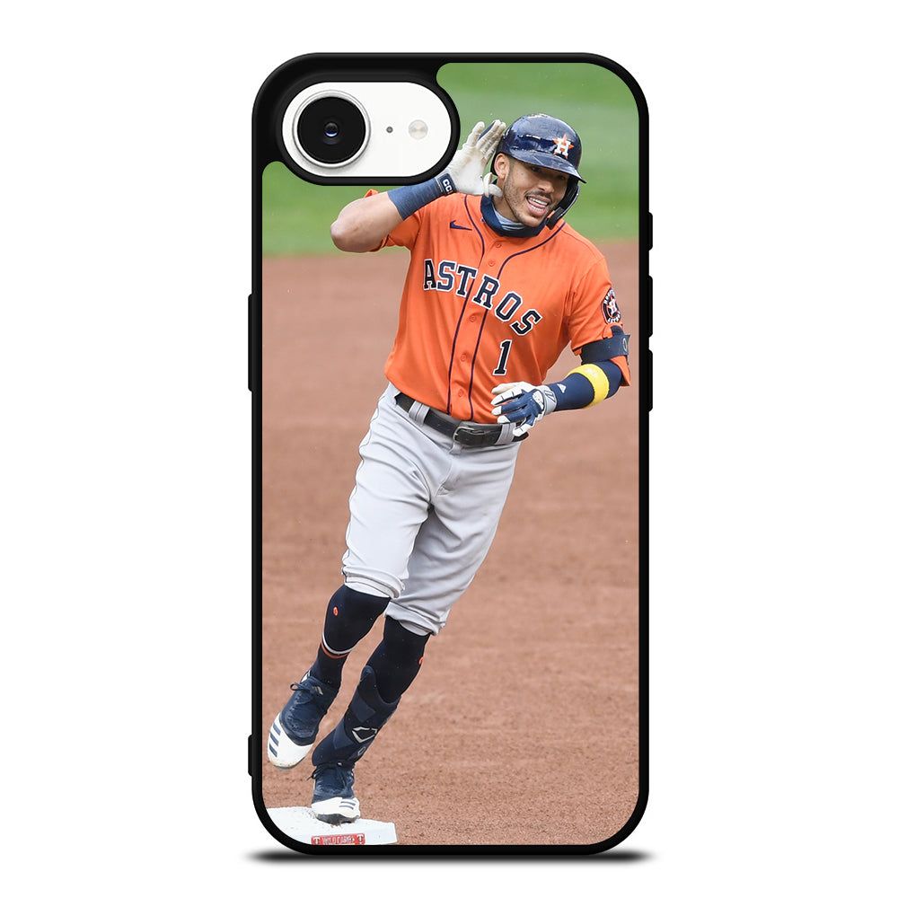 Carlos Correa Astros iPhone 16e case black TPU silicone rubber protective cover by Casedear