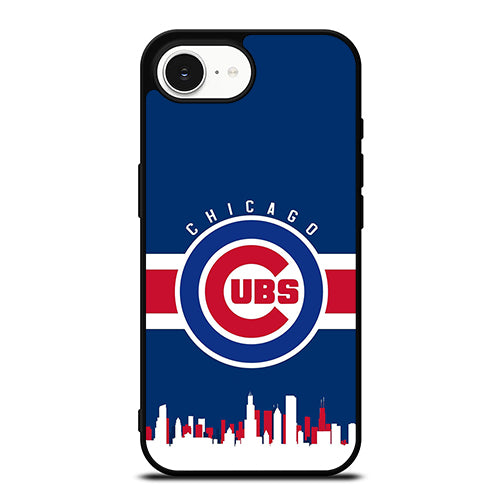 Chicago Cubs American MLB iPhone 16e case black TPU silicone rubber protective cover by Casedear