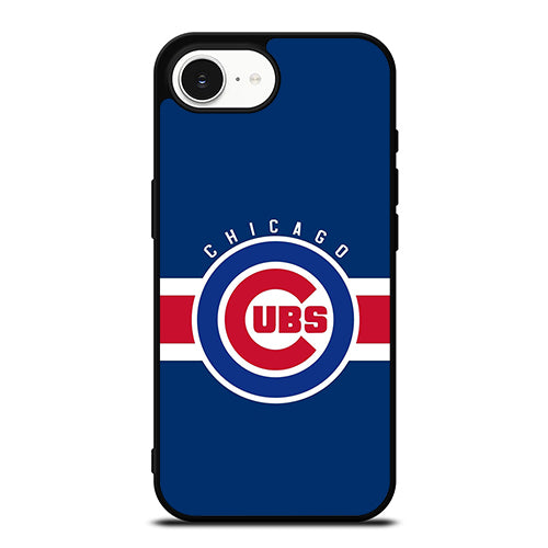 Chicago Cubs Logo iPhone 16e case black TPU silicone rubber protective cover by Casedear