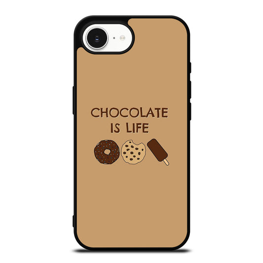 Chocolate Is Life Image iPhone 16e case black TPU silicone rubber protective cover by Casedear