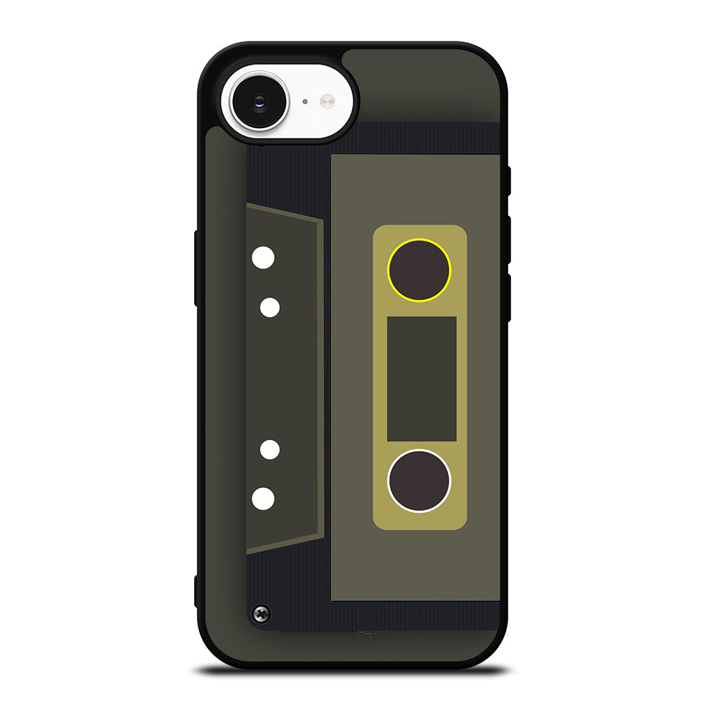Chocolate Retro Cassette Tape iPhone 16e case black TPU silicone rubber protective cover by Casedear