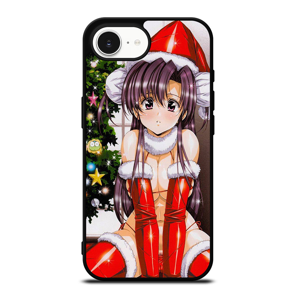 Christmas Sexy Anime Echhi iPhone 16e case black TPU silicone rubber protective cover by Casedear