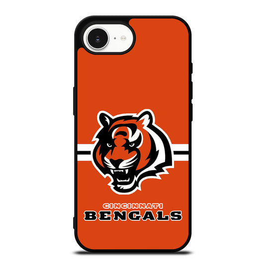 Cincinnati Bengals Logo iPhone 16e case black TPU silicone rubber protective cover by Casedear