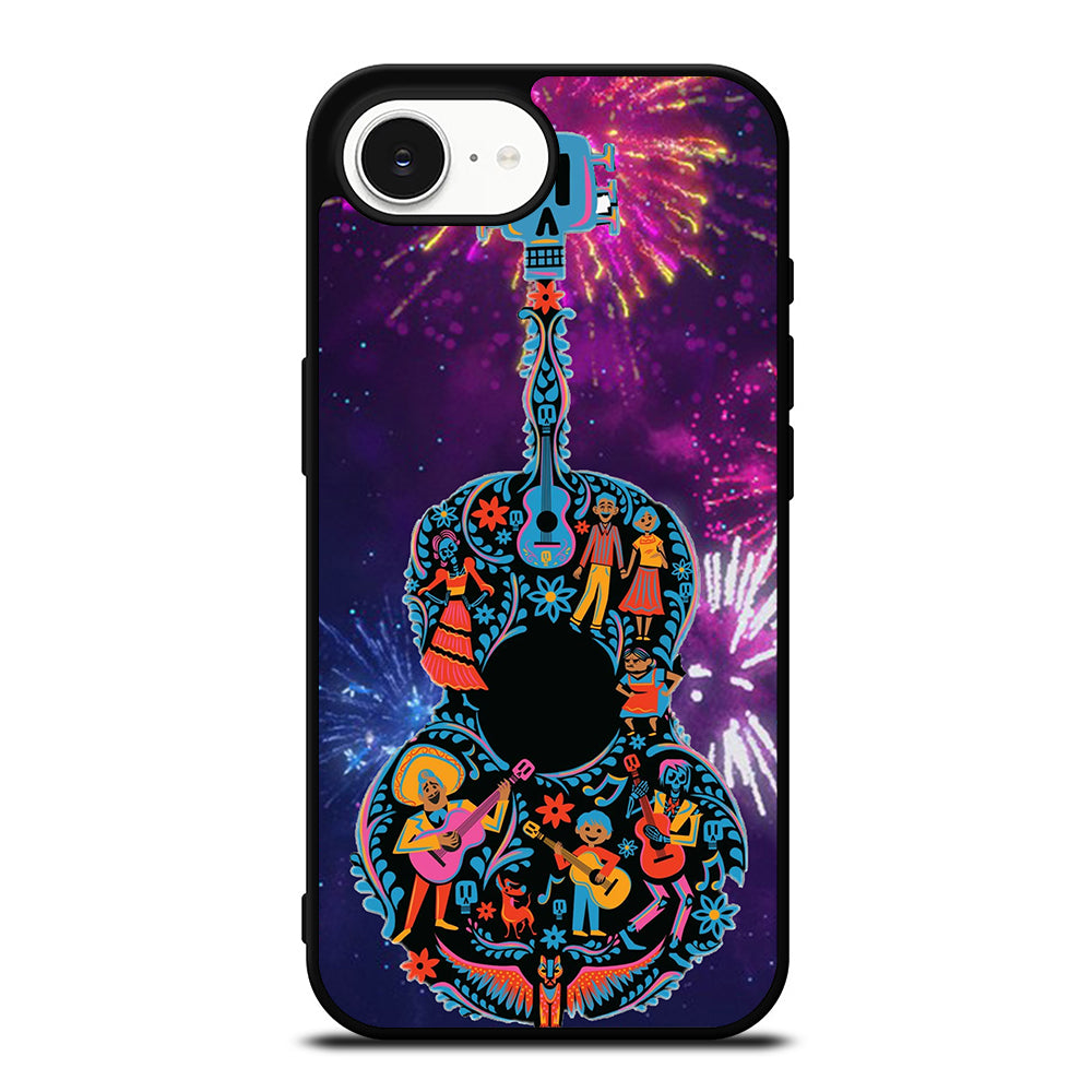 Coco Guitar Icon iPhone 16e case black TPU silicone rubber protective cover by Casedear