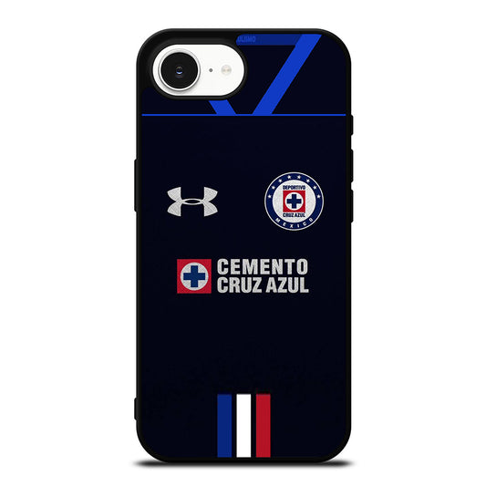 Cruz Azul Football Club Jersey Image iPhone 16e case black TPU silicone rubber protective cover by Casedear