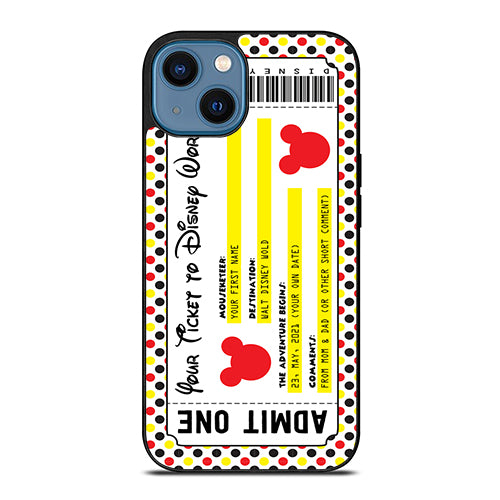 Custom Personalized Disney Ticket iPhone 14 Case