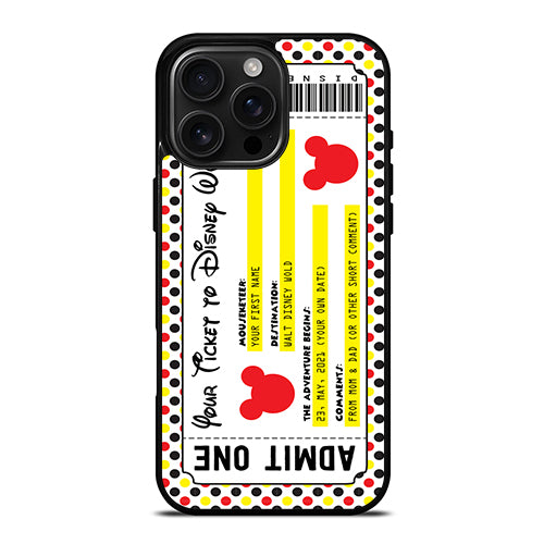 Custom Personalized Disney Ticket iPhone 16 Pro Max Case