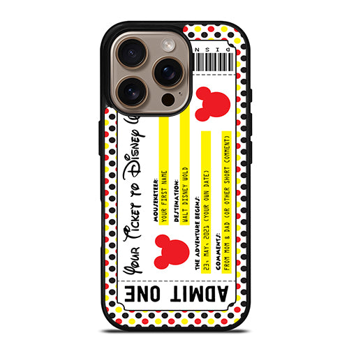 Custom Personalized Disney Ticket iPhone 16 Pro Case
