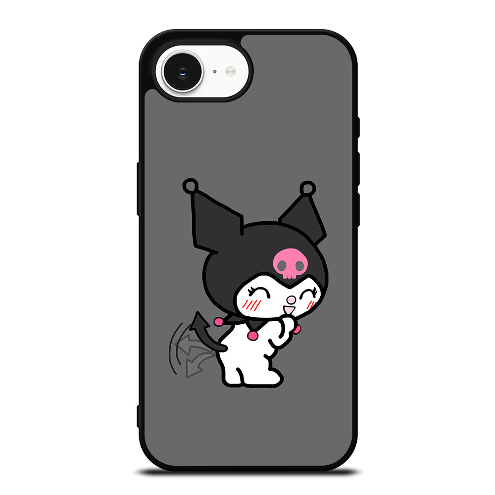 Cute Kuromi iPhone 16e case black TPU silicone rubber protective cover by Casedear
