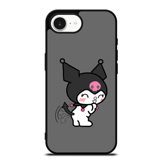 Cute Kuromi iPhone 16e case black TPU silicone rubber protective cover by Casedear
