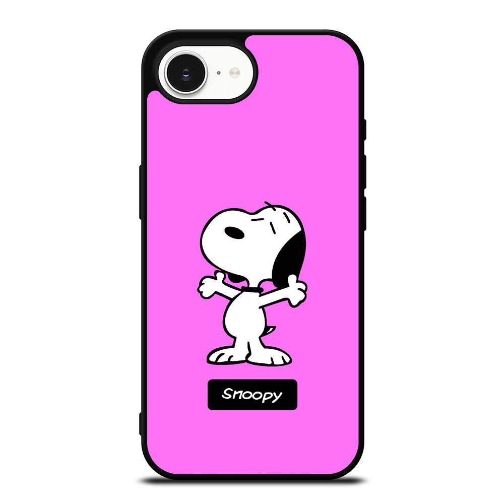 Cute Snoopy Dog iPhone 16e case black TPU silicone rubber protective cover by Casedear