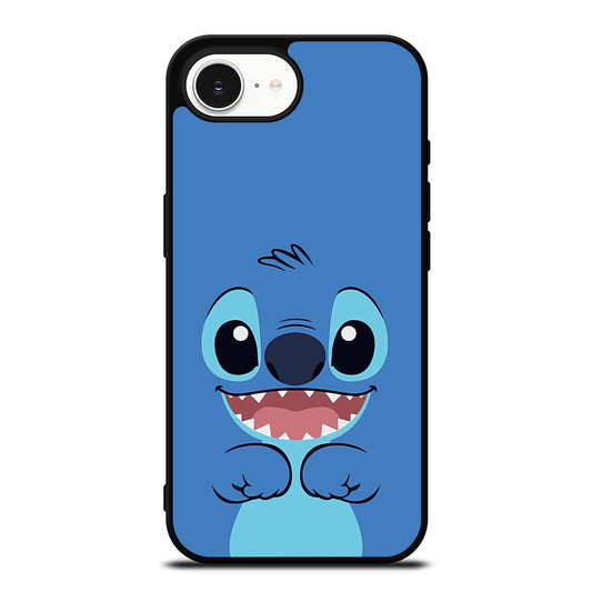 Cute Stitch Cartoon Face iPhone 16e case black TPU silicone rubber protective cover by Casedear
