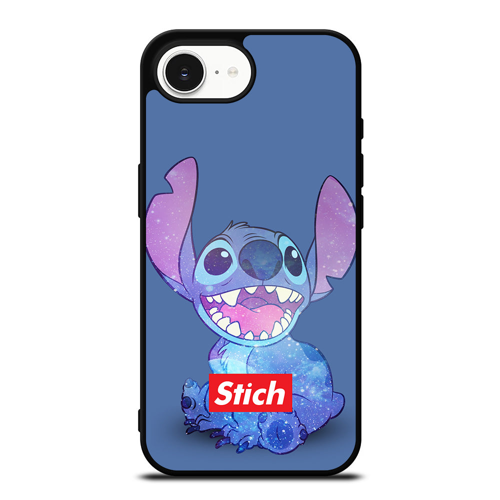 Cute Stitch Cartoon Galaxy iPhone 16e case black TPU silicone rubber protective cover by Casedear