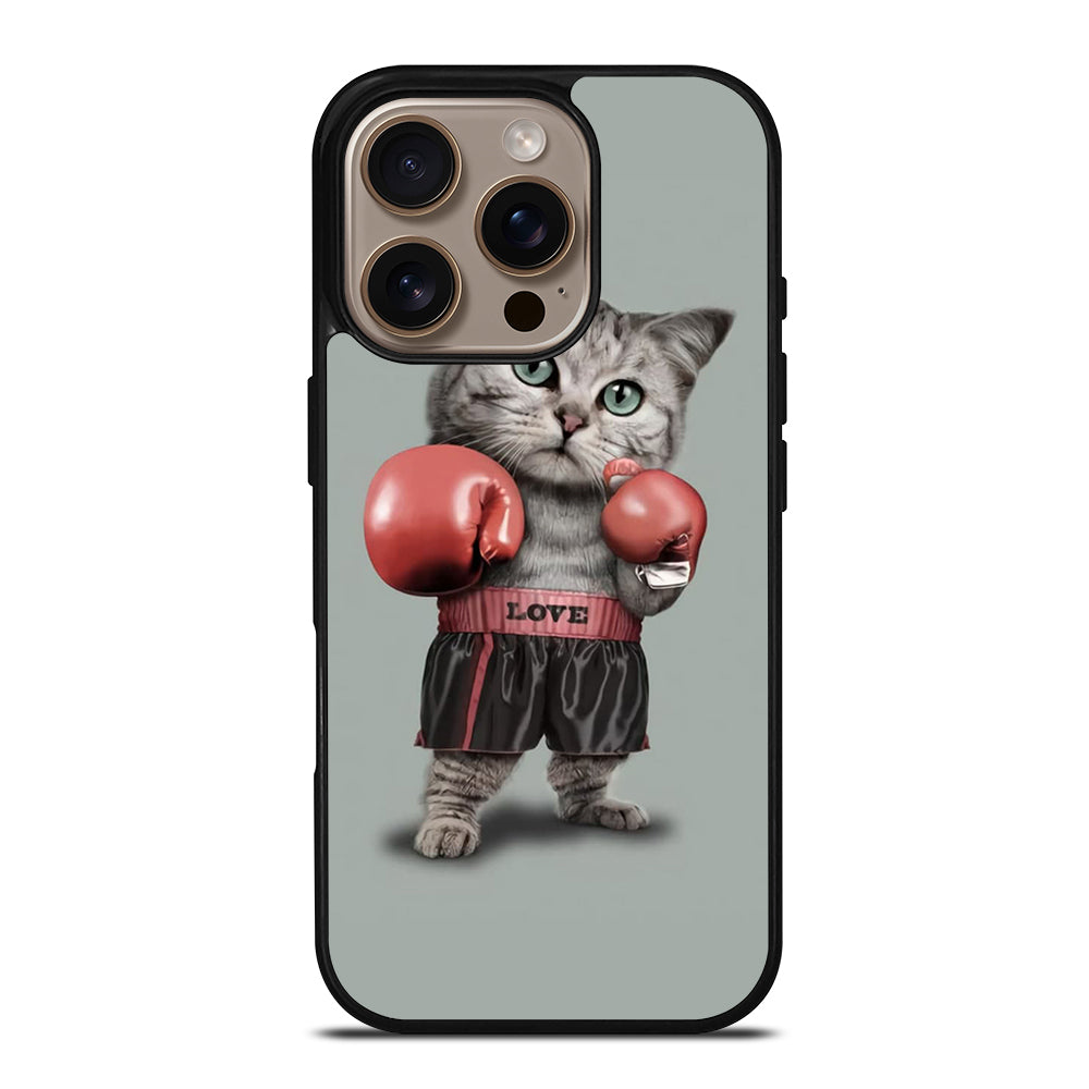 Cute Cat Boxing iPhone 16 Pro Case