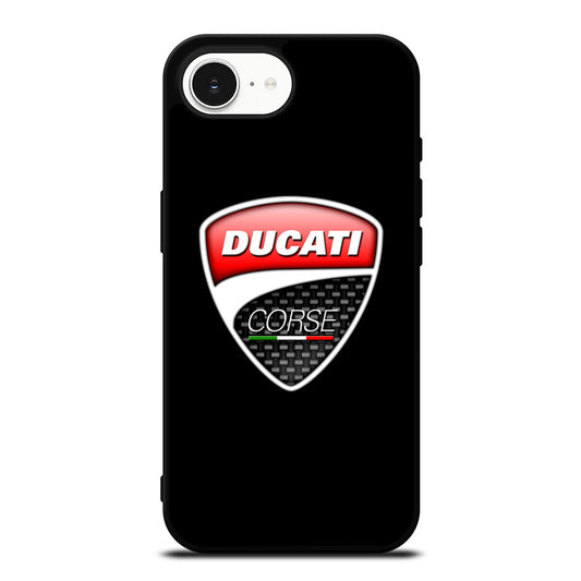 DUCATI LOGO BLACK iPhone 16e case black TPU silicone rubber protective cover by Casedear