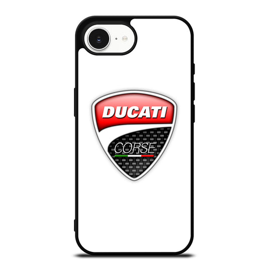 DUCATI LOGO WHITE iPhone 16e case black TPU silicone rubber protective cover by Casedear