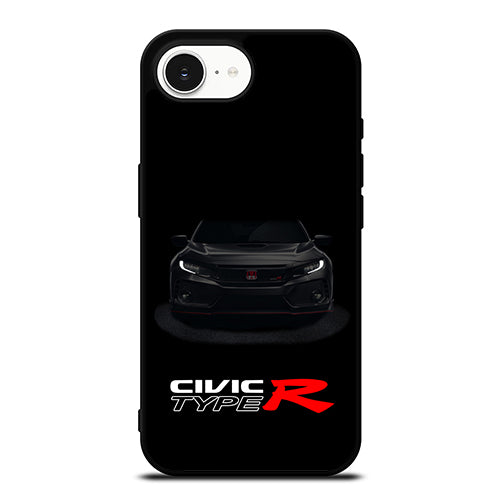 Dark Honda Civic Type R iPhone 16e case black TPU silicone rubber protective cover by Casedear