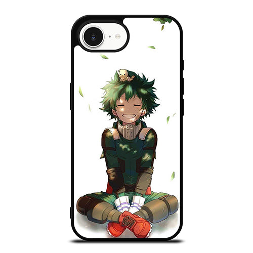Deku Cute Izuku Midoriya iPhone 16e case black TPU silicone rubber protective cover by Casedear
