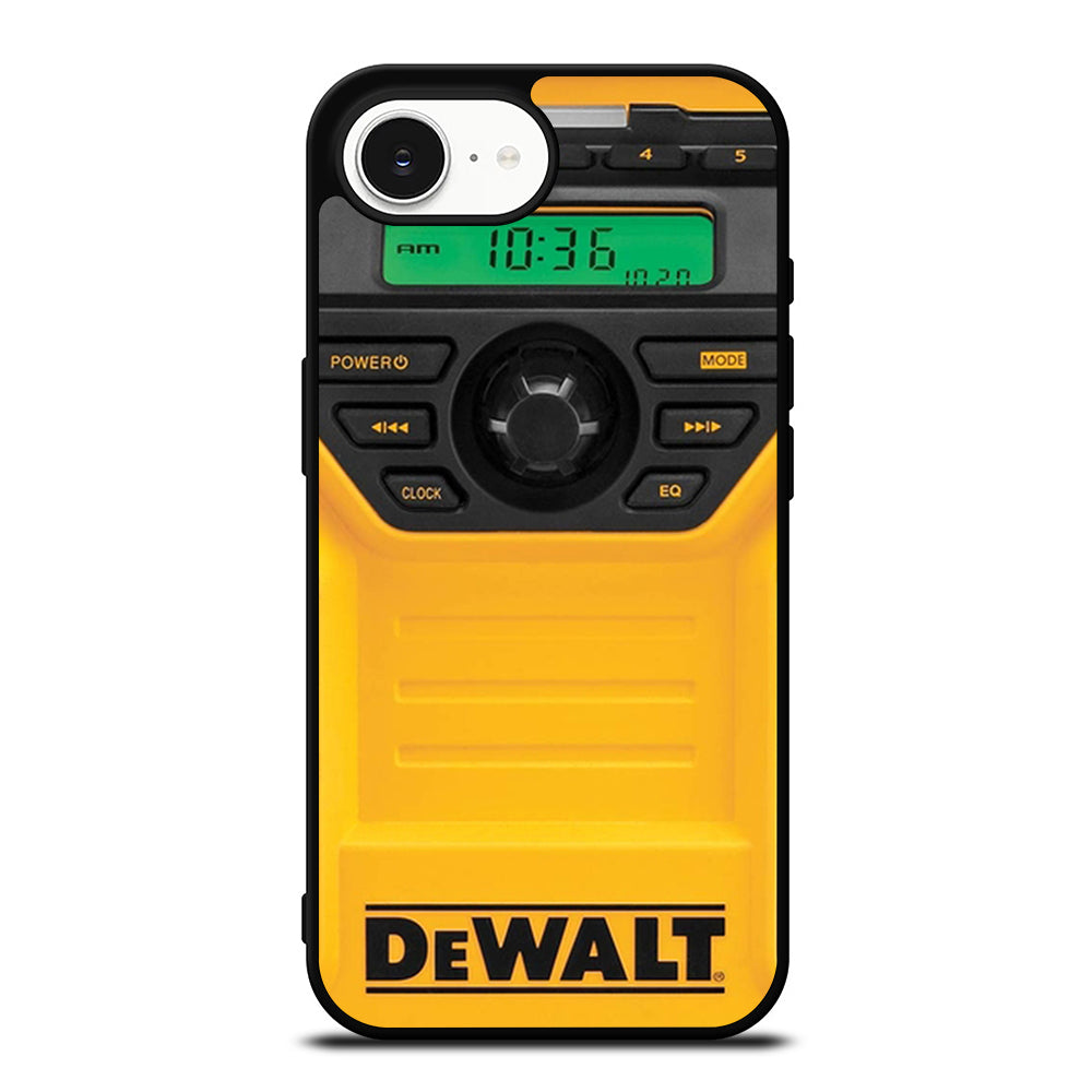 Dewalt Worksite Radio Image iPhone 16e case black TPU silicone rubber protective cover by Casedear