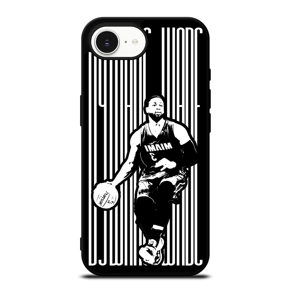 Dwyane Wade Miami Heat iPhone 16e case black TPU silicone rubber protective cover by Casedear