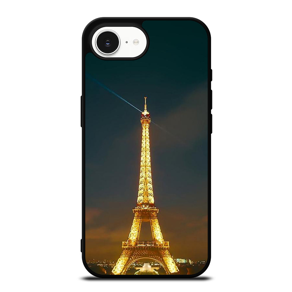 Eiffle Tower Paris iPhone 16e case black TPU silicone rubber protective cover by Casedear
