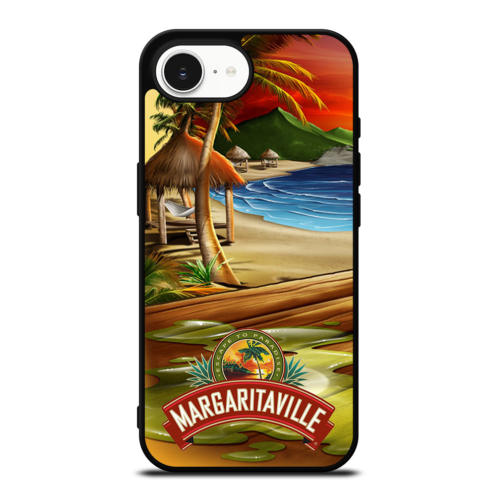 Escape to Paradise Margaritaville iPhone 16e case black TPU silicone rubber protective cover by Casedear