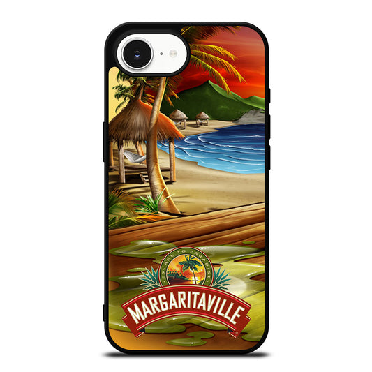 Escape to Paradise Margaritaville iPhone 16e case black TPU silicone rubber protective cover by Casedear