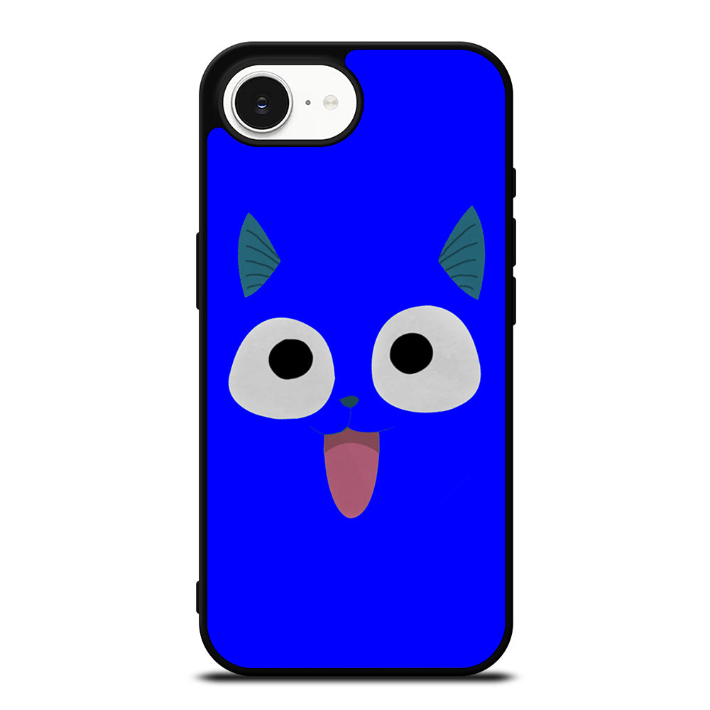 FAIRY TAIL HAPPY BLUE CHARACTER iPhone 16e case black TPU silicone rubber protective cover by Casedear