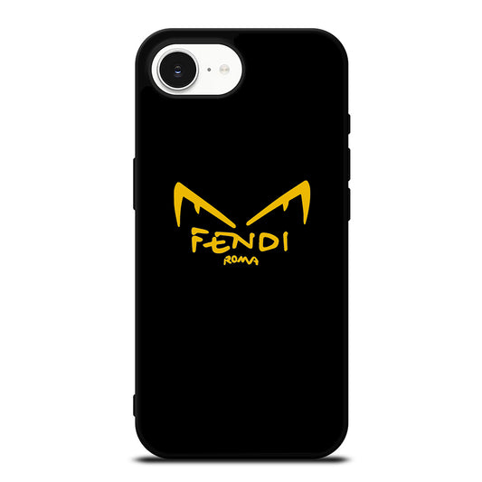 FENDI ROMA EYES IN BLACK iPhone 16e case black TPU silicone rubber protective cover by Casedear