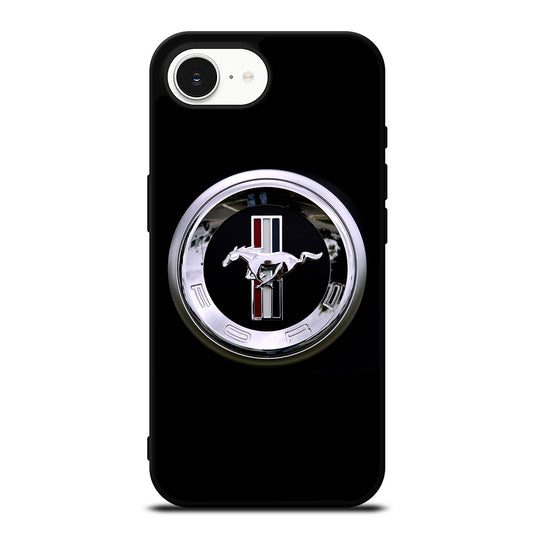 FORD MUSTANG LOGO iPhone 16e case black TPU silicone rubber protective cover by Casedear