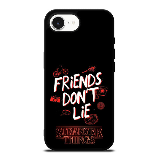 FRIENDS DON'T LIE STRANGER THINGS iPhone 16e case black TPU silicone rubber protective cover by Casedear
