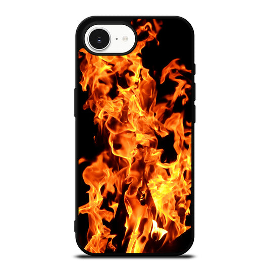 Fire Wallpaper iPhone 16e case black TPU silicone rubber protective cover by Casedear