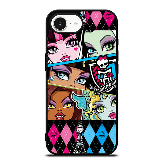 Frankie Stein Brasil Monster High iPhone 16e case black TPU silicone rubber protective cover by Casedear
