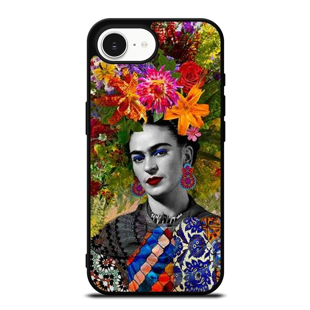 Frida Kahlo Mexican Painter iPhone 16e case black TPU silicone rubber protective cover by Casedear