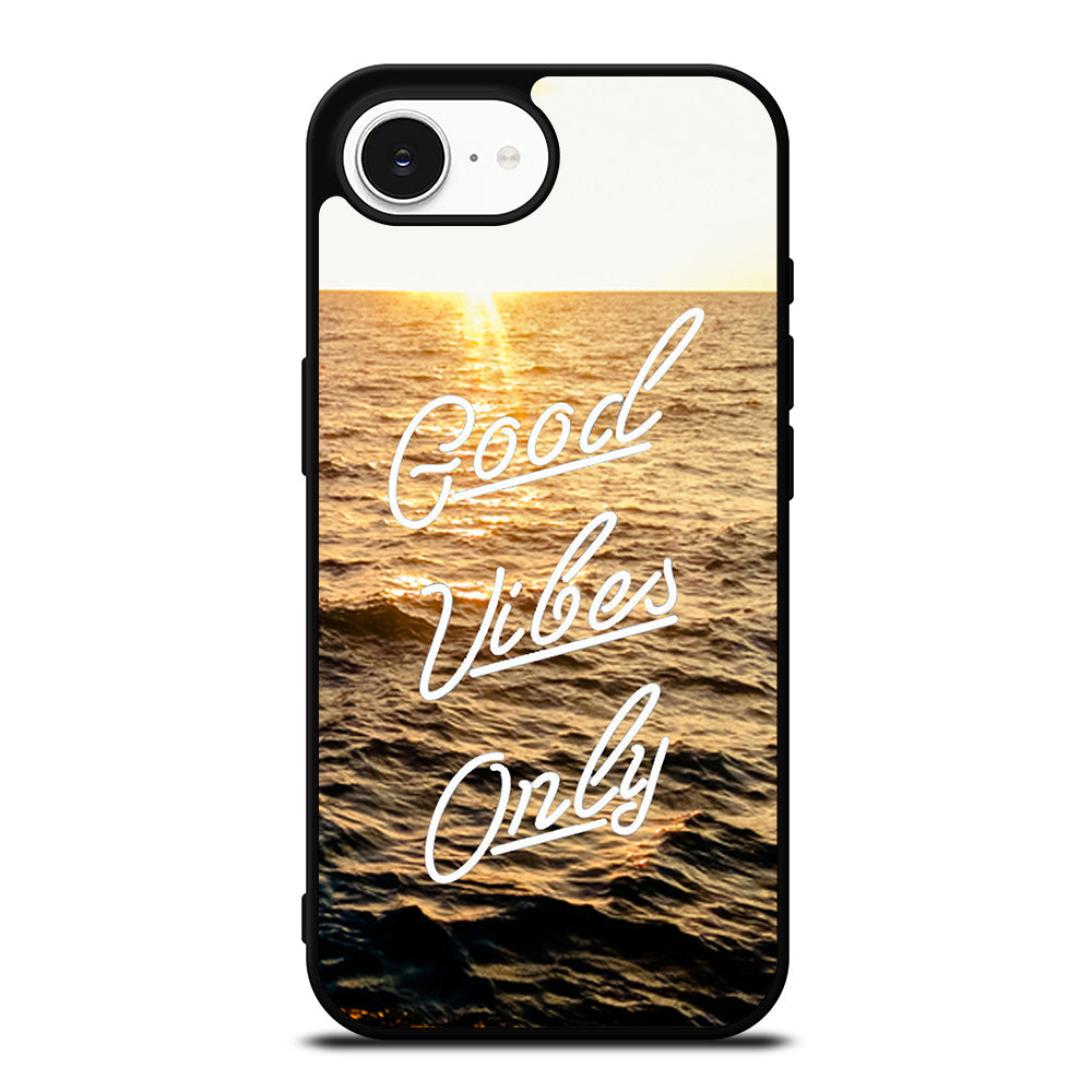 GOOD VIBES ONLY iPhone 16e case black TPU silicone rubber protective cover by Casedear