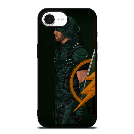 GREEN ARROW SIDE iPhone 16e case black TPU silicone rubber protective cover by Casedear