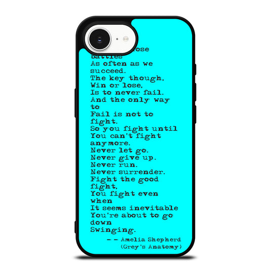 GREY'S ANATOMY QUOTES iPhone 16e case black TPU silicone rubber protective cover by Casedear