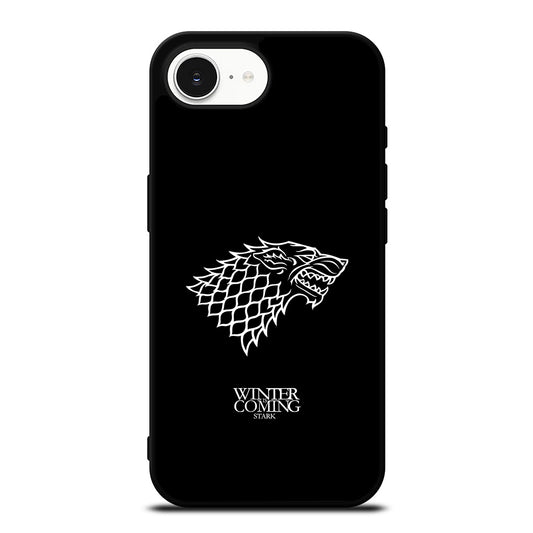 Game Of Thrones House Stark Logo iPhone 16e case black TPU silicone rubber protective cover by Casedear