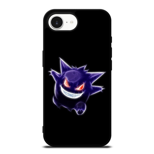 Gengar Pokemon iPhone 16e case black TPU silicone rubber protective cover by Casedear