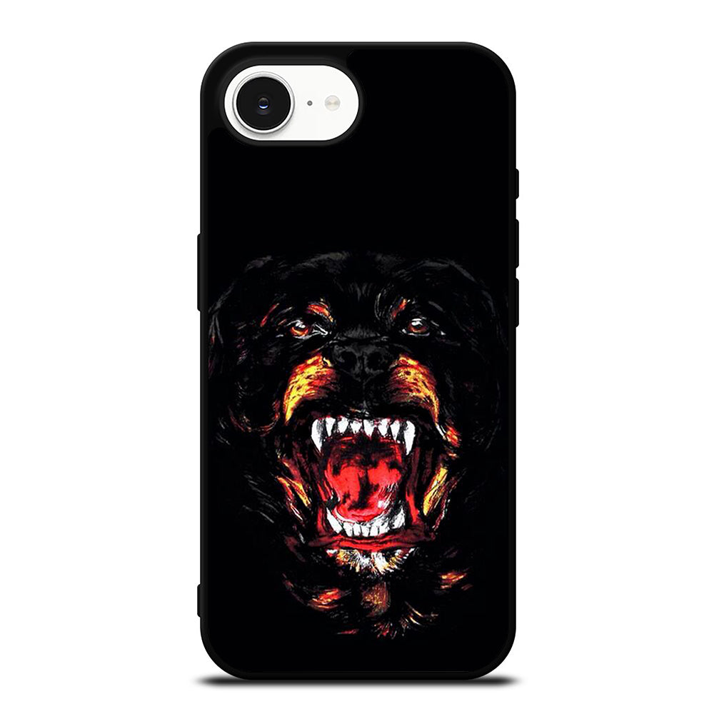 Givenchy Dog Rottweiler iPhone 16e case black TPU silicone rubber protective cover by Casedear