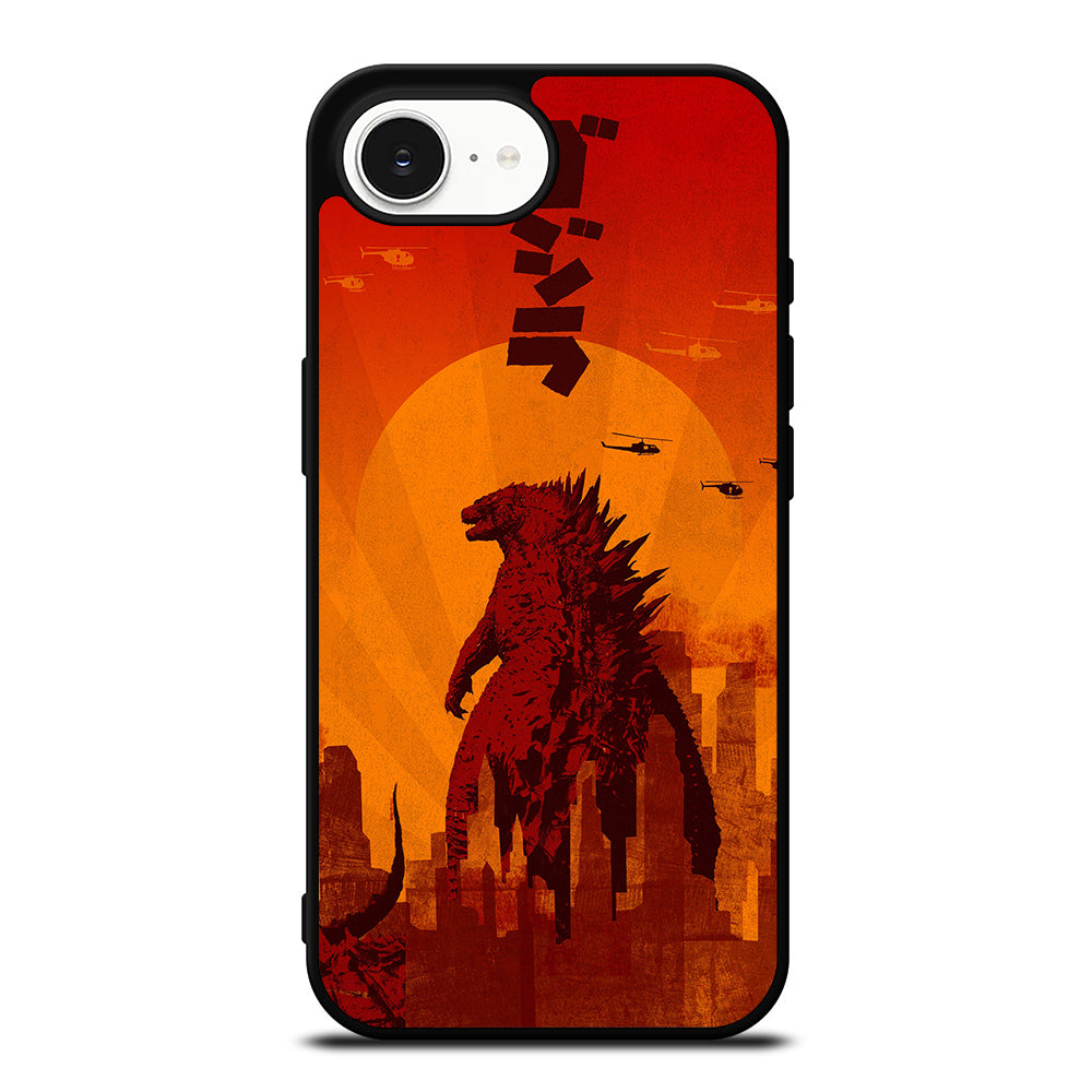 Godzilla Workart iPhone 16e case black TPU silicone rubber protective cover by Casedear