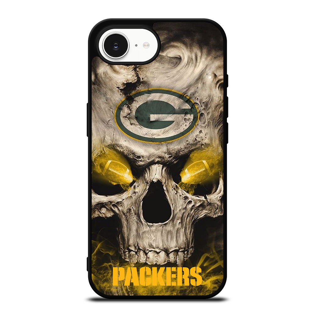 Green Bay Packers Skull iPhone 16e case black TPU silicone rubber protective cover by Casedear