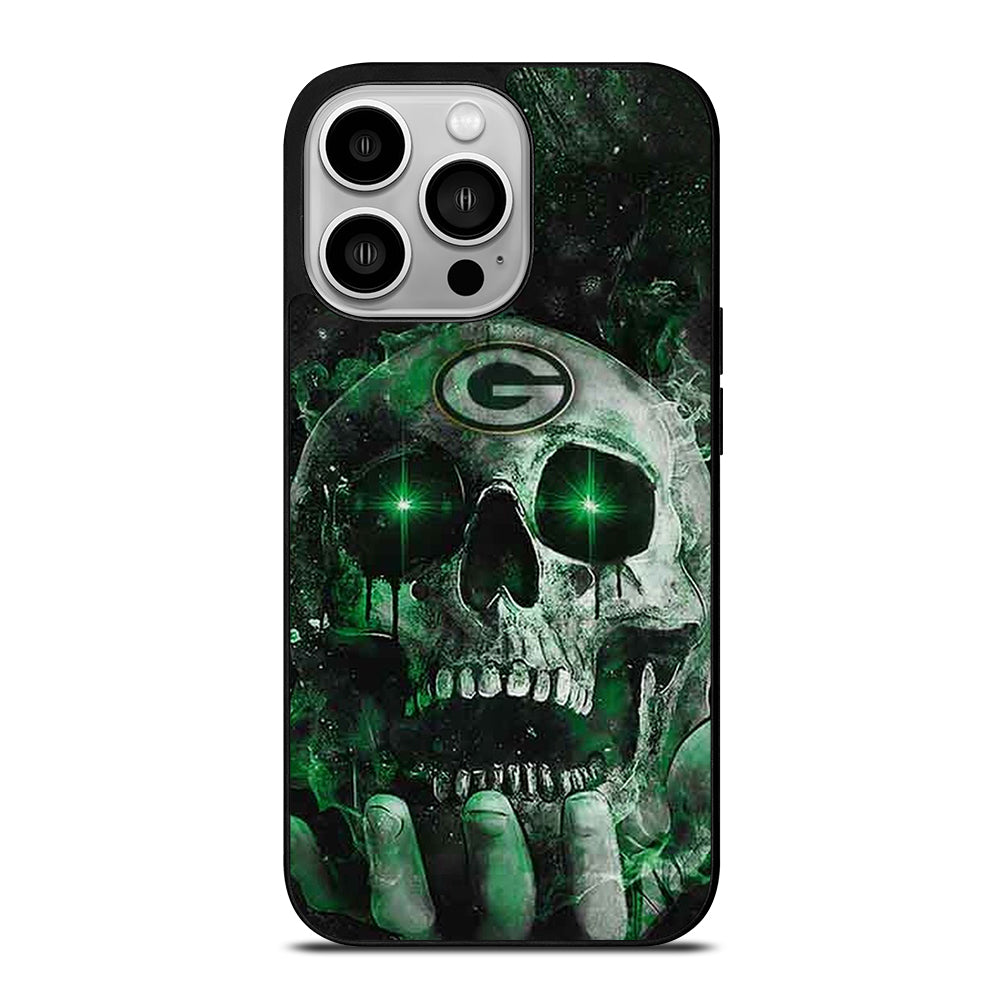 Green Bay Skull On Hand iPhone 14 Pro Case