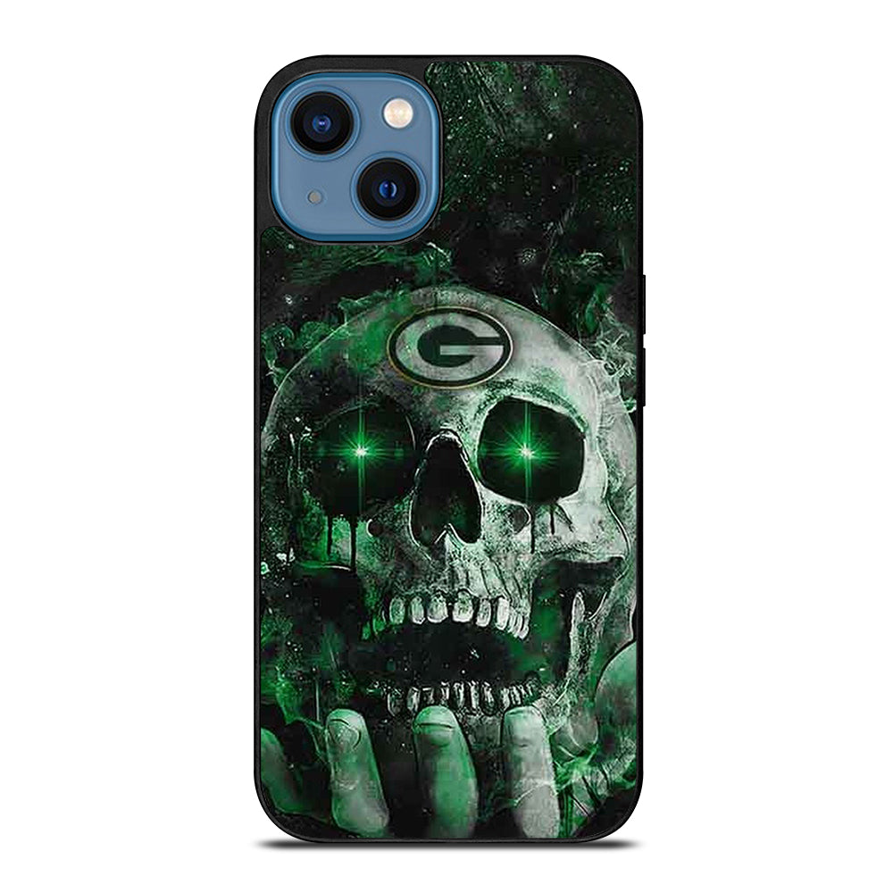 Green Bay Skull On Hand iPhone 14 Case