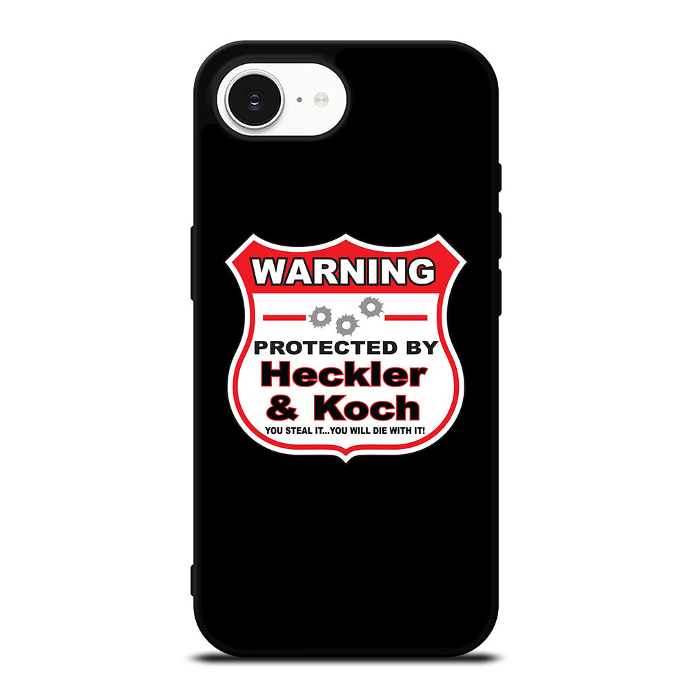 HECKLER & KOCH WARNING iPhone 16e case black TPU silicone rubber protective cover by Casedear