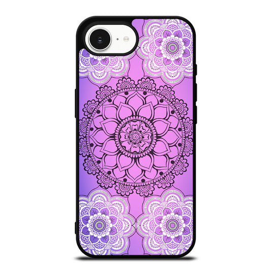 HENNA MANDALA iPhone 16e case black TPU silicone rubber protective cover by Casedear