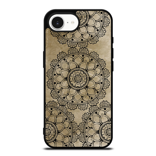 HENNA MANDALA DESIGN iPhone 16e case black TPU silicone rubber protective cover by Casedear