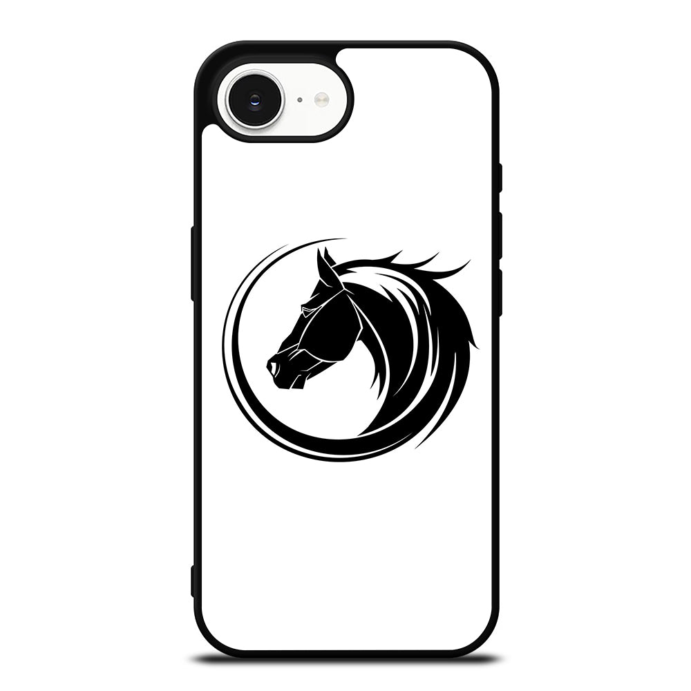 HORSE HEAD TRIBAL iPhone 16e case black TPU silicone rubber protective cover by Casedear