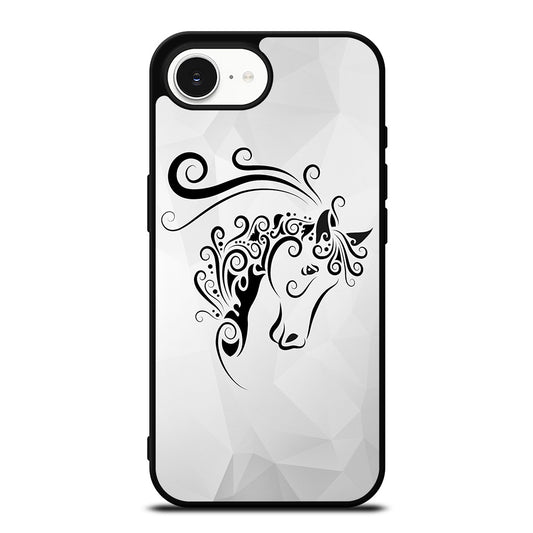 HORSE TRIBAL iPhone 16e case black TPU silicone rubber protective cover by Casedear