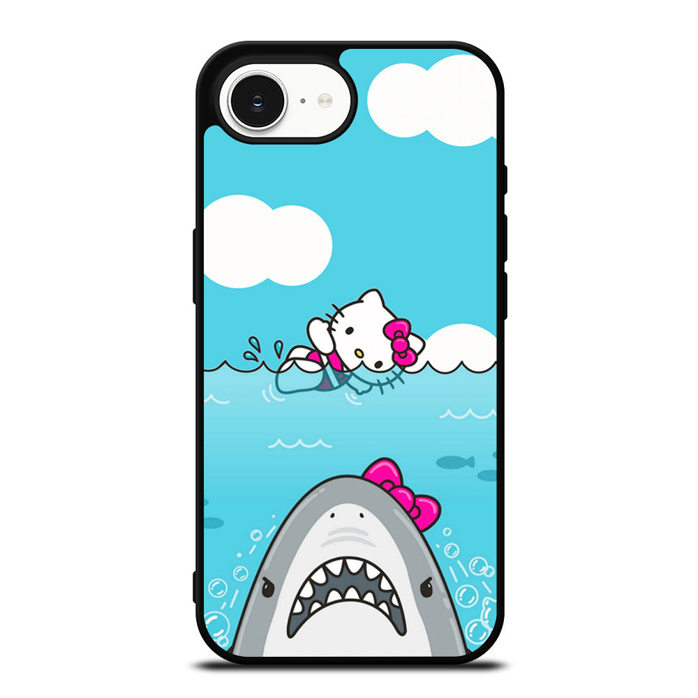 Hello Kitty Jaws iPhone 16e case black TPU silicone rubber protective cover by Casedear